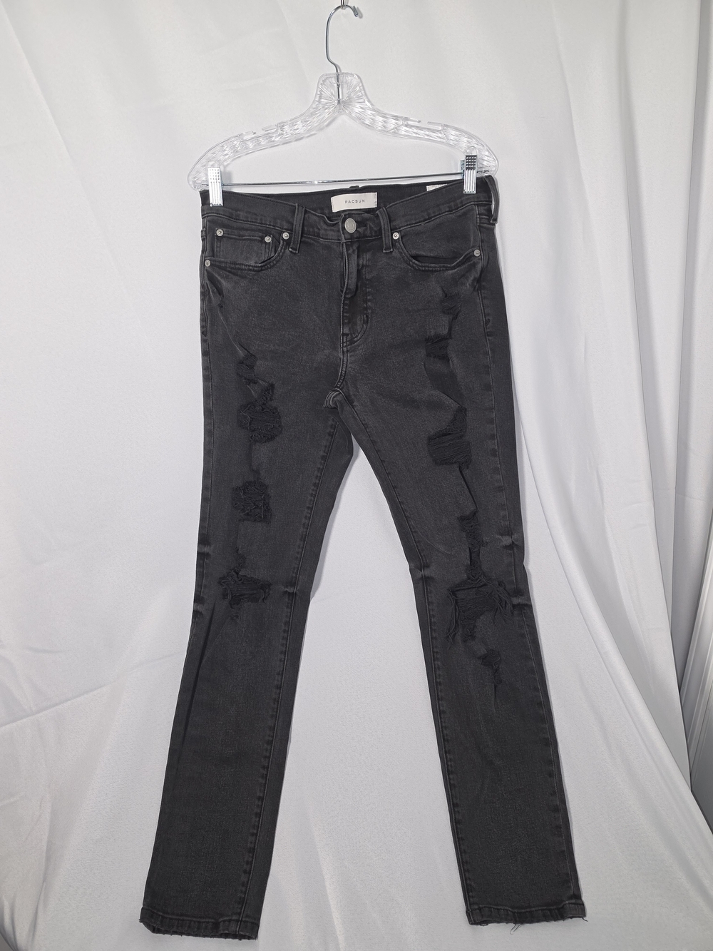 PacSun Men's Black Distressed Skinny Jeans